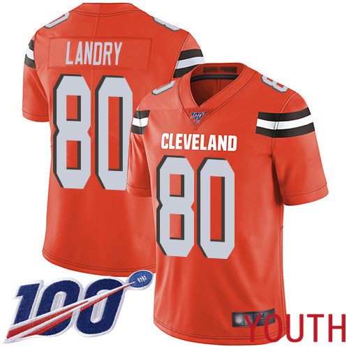 Cleveland Browns Jarvis Landry Youth Orange Limited Jersey #80 NFL Football Alternate 100th Season Vapor Untouchable